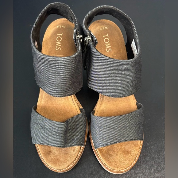 Toms Shoes - NWOT TOMS Majorca Cutout Sandals Black Denim Women's Size 5.5